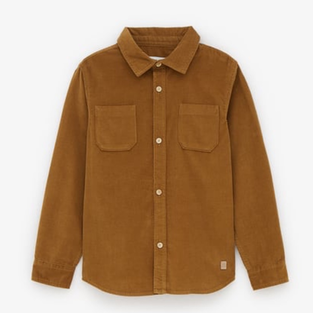 ZARA NAVY BLUE PLAIN FINE-WALED CORDUROY SHIRT - Like new